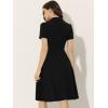 imageAllegra K Vintage Work Dresses for Womens 1950s Flat Collar Short Sleeve Fit and Flare DressBlack