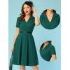 imageAllegra K Vintage Work Dresses for Womens 1950s Flat Collar Short Sleeve Fit and Flare DressDark Green
