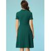 imageAllegra K Vintage Work Dresses for Womens 1950s Flat Collar Short Sleeve Fit and Flare DressDark Green