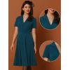 imageAllegra K Vintage Work Dresses for Womens 1950s Flat Collar Short Sleeve Fit and Flare DressPeacock Blue