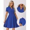 imageAllegra K Vintage Work Dresses for Womens 1950s Flat Collar Short Sleeve Fit and Flare DressRoyal Blue