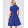 imageAllegra K Vintage Work Dresses for Womens 1950s Flat Collar Short Sleeve Fit and Flare DressRoyal Blue