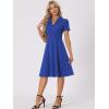 imageAllegra K Vintage Work Dresses for Womens 1950s Flat Collar Short Sleeve Fit and Flare DressRoyal Blue