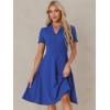 imageAllegra K Vintage Work Dresses for Womens 1950s Flat Collar Short Sleeve Fit and Flare DressRoyal Blue