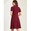 imageAllegra K Vintage Work Dresses for Womens 1950s Flat Collar Short Sleeve Fit and Flare DressWine Red