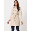 imageAllegra K Winter Trench Coat for Women Overcoat Belted Outwear Double Breasted Mid Long Pea CoatCream White