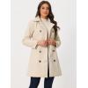 imageAllegra K Winter Trench Coat for Women Overcoat Belted Outwear Double Breasted Mid Long Pea CoatCream White