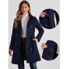 imageAllegra K Winter Trench Coat for Women Overcoat Belted Outwear Double Breasted Mid Long Pea CoatDark Blue