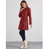 imageAllegra K Winter Trench Coat for Women Overcoat Belted Outwear Double Breasted Mid Long Pea CoatDark Red