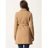 imageAllegra K Winter Trench Coat for Women Overcoat Belted Outwear Double Breasted Mid Long Pea CoatKhaki