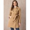 imageAllegra K Winter Trench Coat for Women Overcoat Belted Outwear Double Breasted Mid Long Pea CoatKhaki
