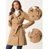 imageAllegra K Winter Trench Coat for Women Overcoat Belted Outwear Double Breasted Mid Long Pea CoatKhaki