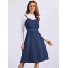 imageAllegra K Women Midi Denim Dress Sleeveless Sweetheart Neck Smocked Cross Back ALine Belted Jean DressesDark Blue