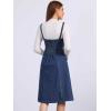 imageAllegra K Women Midi Denim Dress Sleeveless Sweetheart Neck Smocked Cross Back ALine Belted Jean DressesDark Blue