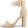 imageAllegra K Womens Ankle Strap Block High Heel SandalsBeige