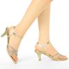 imageAllegra K Womens Ankle Strap Rhinestone Kitten Heel SandalsGold
