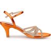 imageAllegra K Womens Ankle Strap Rhinestone Kitten Heel SandalsOrange