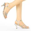 imageAllegra K Womens Ankle Strap Rhinestone Kitten Heel SandalsSilver