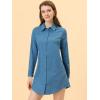 imageAllegra K Womens Belted Roll Up Sleeve Button Up Collared Shirt DressBlue
