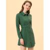 imageAllegra K Womens Belted Roll Up Sleeve Button Up Collared Shirt DressGreen