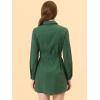 imageAllegra K Womens Belted Roll Up Sleeve Button Up Collared Shirt DressGreen