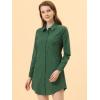 imageAllegra K Womens Belted Roll Up Sleeve Button Up Collared Shirt DressGreen