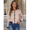 imageAllegra K Womens Bomber Jacket Satin Long Sleeve Zipper Floral Print Casual Fall Coat with Pocket Winter OutwearBeige