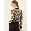 imageAllegra K Womens Bomber Jacket Satin Long Sleeve Zipper Floral Print Casual Fall Coat with Pocket Winter OutwearBlack