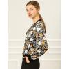 imageAllegra K Womens Bomber Jacket Satin Long Sleeve Zipper Floral Print Casual Fall Coat with Pocket Winter OutwearBlack