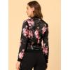 imageAllegra K Womens Bomber Jacket Satin Long Sleeve Zipper Floral Print Casual Fall Coat with Pocket Winter OutwearBlack Pink