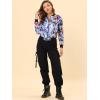 imageAllegra K Womens Bomber Jacket Satin Long Sleeve Zipper Floral Print Casual Fall Coat with Pocket Winter OutwearBlue