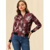 imageAllegra K Womens Bomber Jacket Satin Long Sleeve Zipper Floral Print Casual Fall Coat with Pocket Winter OutwearBurgundy