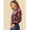 imageAllegra K Womens Bomber Jacket Satin Long Sleeve Zipper Floral Print Casual Fall Coat with Pocket Winter OutwearBurgundy