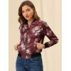 imageAllegra K Womens Bomber Jacket Satin Long Sleeve Zipper Floral Print Casual Fall Coat with Pocket Winter OutwearBurgundy