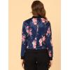 imageAllegra K Womens Bomber Jacket Satin Long Sleeve Zipper Floral Print Casual Fall Coat with Pocket Winter OutwearDark Blue
