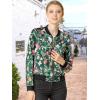 imageAllegra K Womens Bomber Jacket Satin Long Sleeve Zipper Floral Print Casual Fall Coat with Pocket Winter OutwearDark Green