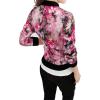 imageAllegra K Womens Bomber Jacket Satin Long Sleeve Zipper Floral Print Casual Fall Coat with Pocket Winter OutwearFuchsia