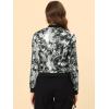 imageAllegra K Womens Bomber Jacket Satin Long Sleeve Zipper Floral Print Casual Fall Coat with Pocket Winter OutwearGray