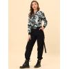 imageAllegra K Womens Bomber Jacket Satin Long Sleeve Zipper Floral Print Casual Fall Coat with Pocket Winter OutwearGray