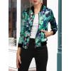 imageAllegra K Womens Bomber Jacket Satin Long Sleeve Zipper Floral Print Casual Fall Coat with Pocket Winter OutwearGreen
