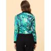 imageAllegra K Womens Bomber Jacket Satin Long Sleeve Zipper Floral Print Casual Fall Coat with Pocket Winter OutwearGreen