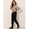 imageAllegra K Womens Bomber Jacket Satin Long Sleeve Zipper Floral Print Casual Fall Coat with Pocket Winter OutwearKhaki