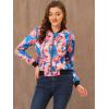 imageAllegra K Womens Bomber Jacket Satin Long Sleeve Zipper Floral Print Casual Fall Coat with Pocket Winter OutwearLake Blue