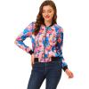 imageAllegra K Womens Bomber Jacket Satin Long Sleeve Zipper Floral Print Casual Fall Coat with Pocket Winter OutwearLake Blue