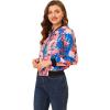 imageAllegra K Womens Bomber Jacket Satin Long Sleeve Zipper Floral Print Casual Fall Coat with Pocket Winter OutwearLake Blue