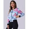 imageAllegra K Womens Bomber Jacket Satin Long Sleeve Zipper Floral Print Casual Fall Coat with Pocket Winter OutwearLight Blue