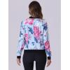 imageAllegra K Womens Bomber Jacket Satin Long Sleeve Zipper Floral Print Casual Fall Coat with Pocket Winter OutwearLight Blue