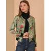 imageAllegra K Womens Bomber Jacket Satin Long Sleeve Zipper Floral Print Casual Fall Coat with Pocket Winter OutwearLight Green