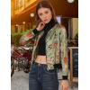 imageAllegra K Womens Bomber Jacket Satin Long Sleeve Zipper Floral Print Casual Fall Coat with Pocket Winter OutwearLight Green