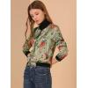 imageAllegra K Womens Bomber Jacket Satin Long Sleeve Zipper Floral Print Casual Fall Coat with Pocket Winter OutwearLight Green